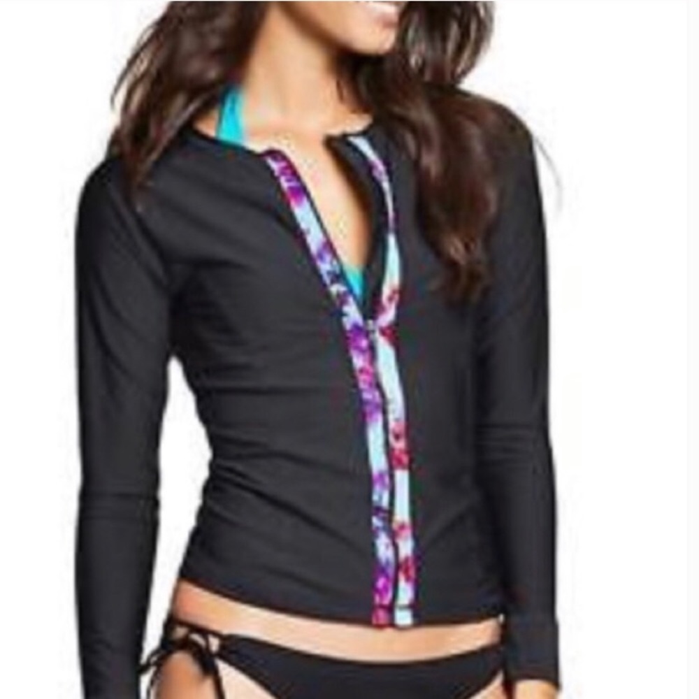 Athleta Floral Fade Zip Rashguard Size XXS